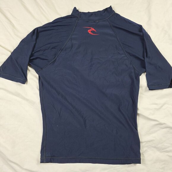 Rip Curl Planet Rashguard Mens Medium Blue Classic Short Sleeve Shirt Swimming - Picture 2 of 9